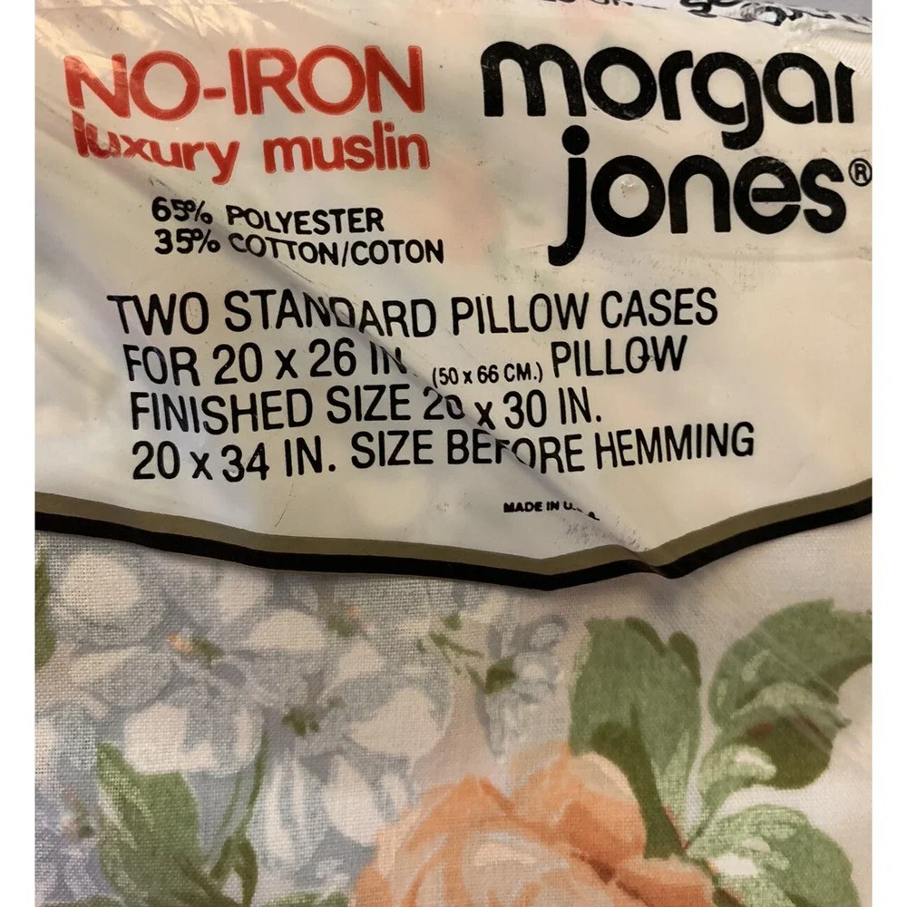 Vintage Retro Large Roses Floral Standard No Iron Luxury Muslin Pillowcases NOS